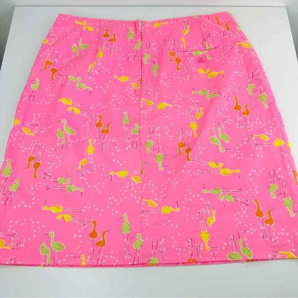 Lilly Pulitzer Pink Yellow Green Beachcomber Bird Print Rare Vintage Skirt - Picture 11 of 13